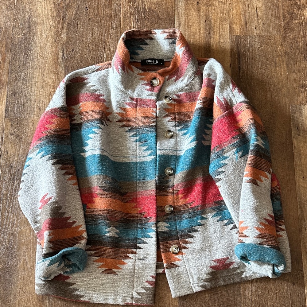 Blue B Geometric Patterned Jacket